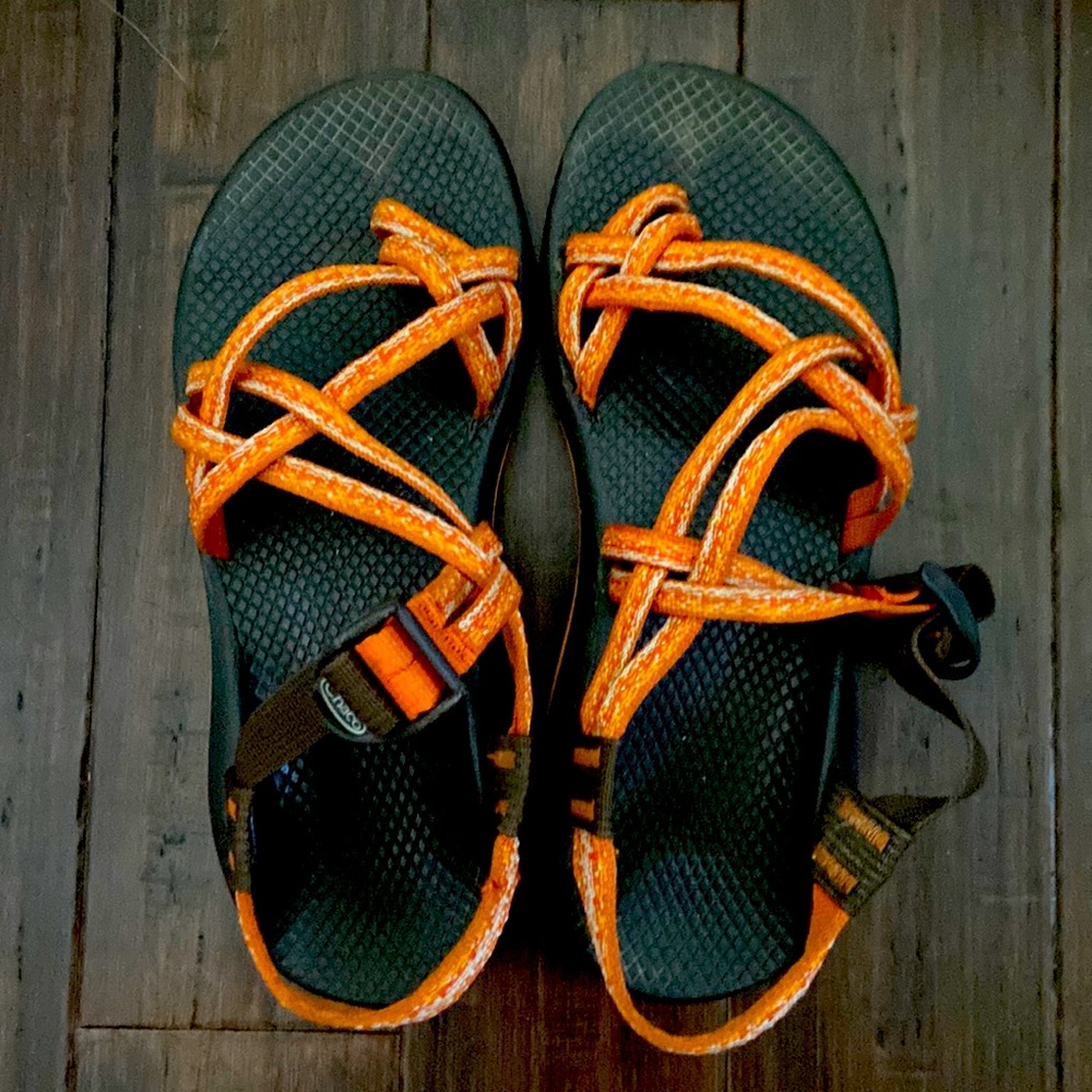 Orange Chaco Sandals Toe-Strap